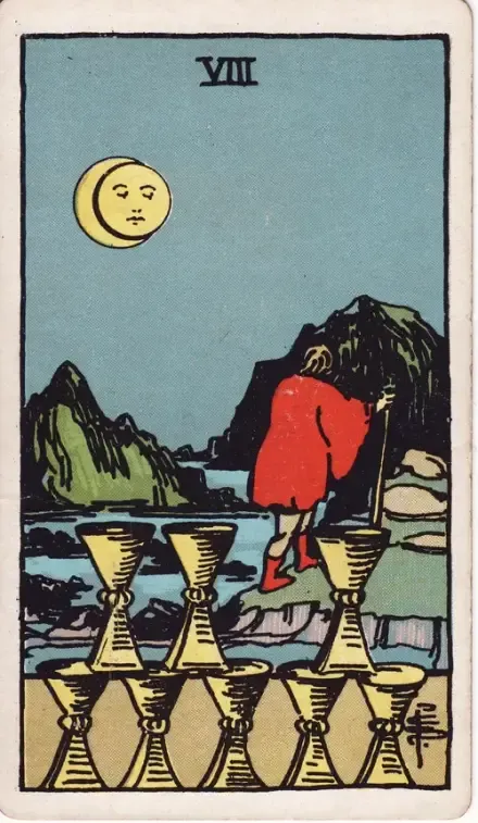 Eight of Cups tarot card (Rider–Waite–Smith)
