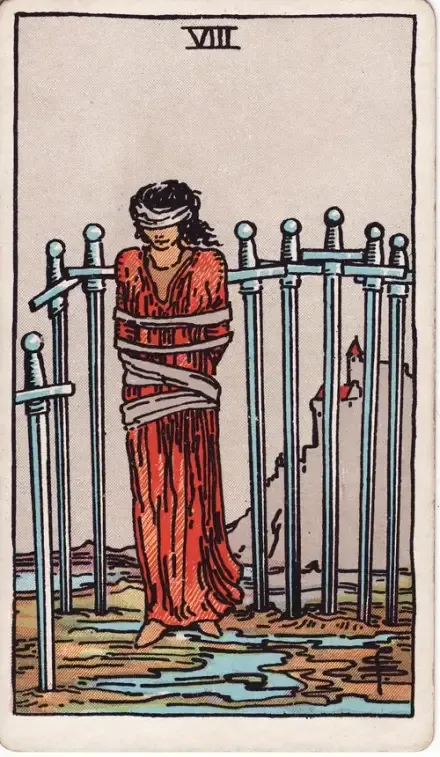 Eight of Swords tarot card (Rider–Waite–Smith)
