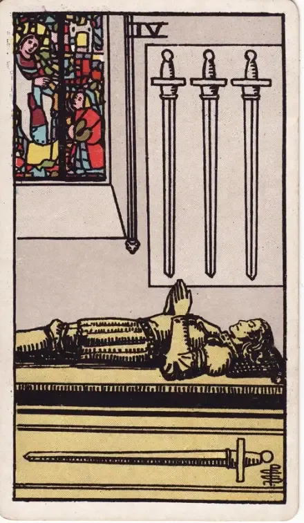 Four of Swords tarot card (Rider–Waite–Smith)