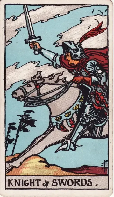 Knight of Swords tarot card (Rider–Waite–Smith)
