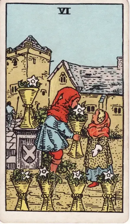Six of Cups tarot card (Rider–Waite–Smith)