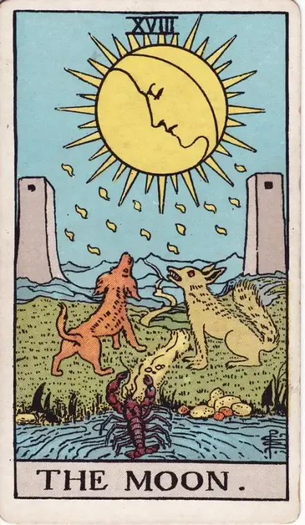 The Moon tarot card (Rider–Waite–Smith)