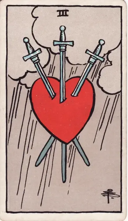 Three of Swords tarot card (Rider–Waite–Smith)
